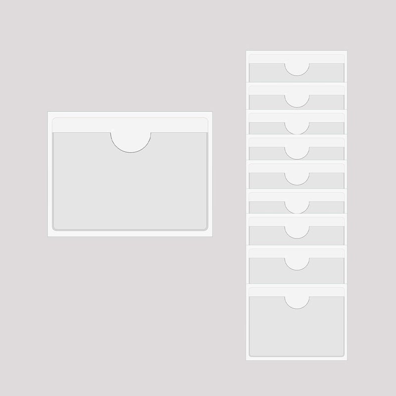 Baitoo Adhesive Clear Pockets,Self Adhesive Clear Label Pockets Adhesive Card Folder Plastic Pockets Holders Sleeves for Index Cards Planners Cabinet Shelves Photo Cd,10Pieces(220x150mm) - Image 1